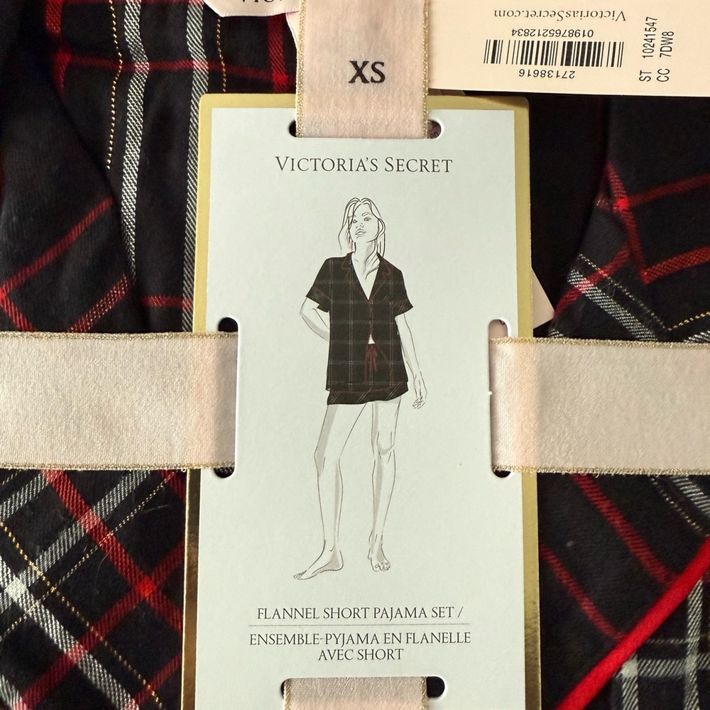 Victoria's Secret Black and Red Plaid Pajama Set